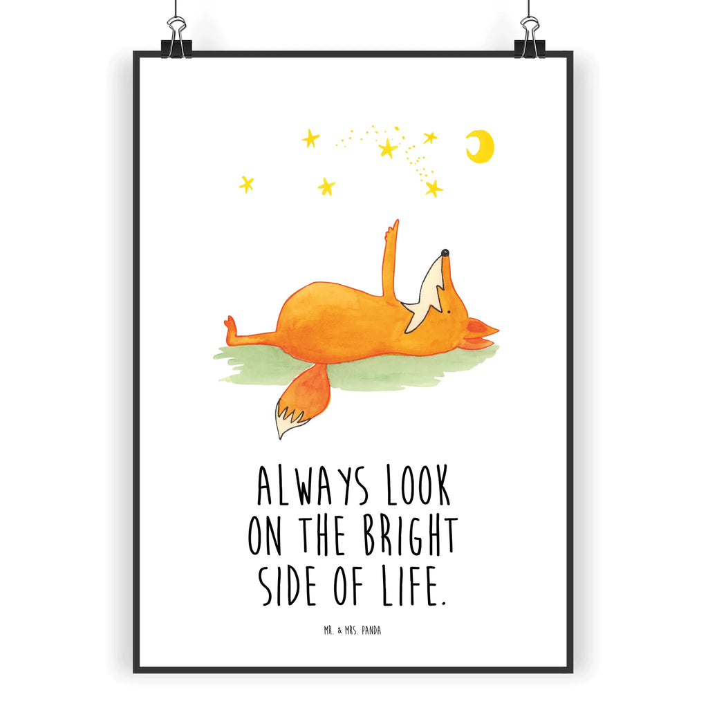 Poster Fox Stars Wanddekoration, Kunstdruck, Wandposter, Bild, Wanddeko, Küchenposter, Wanddeko Bild, Designposter, Raumdekoration, Poster, Posterdruck, Mr. & Mrs. Panda Poster, Kinderposter, Handgemaltes Poster, Fuchs, Romantik, Füchse, Spruch positiv, Always Look on the Bright Side of Life, tröstende Worte, Spruch schön