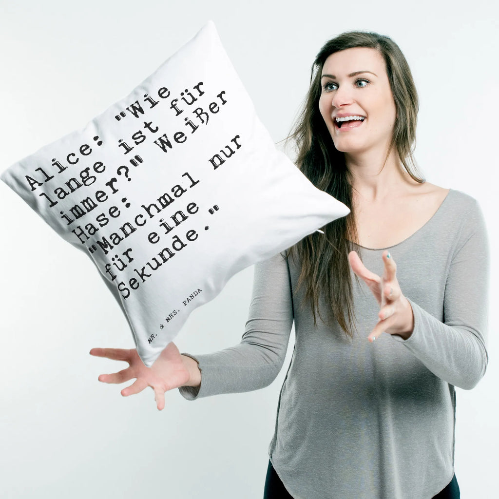 Cushion Alice: "Wie lange ist... bed, sofa, pillow case, couch, pad, pillows, Pillow, soft, cushion, fluffy, settee, 40x40, bedroom, 40 x 40, saying, sayings, funny, wisdom, quotes, Sayings Proverbs Wisdom Quotes Funny Wisdom Words