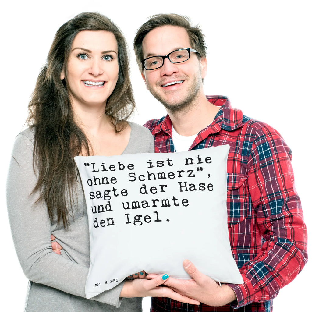 Cushion "Liebe ist nie ohne... sofa, pad, 40x40, bedroom, settee, couch, 40 x 40, pillows, pillow case, Pillow, bed, soft, fluffy, cushion, saying, sayings, funny, wisdom, quotes, Sayings Proverbs Wisdom Quotes Funny Wisdom Words