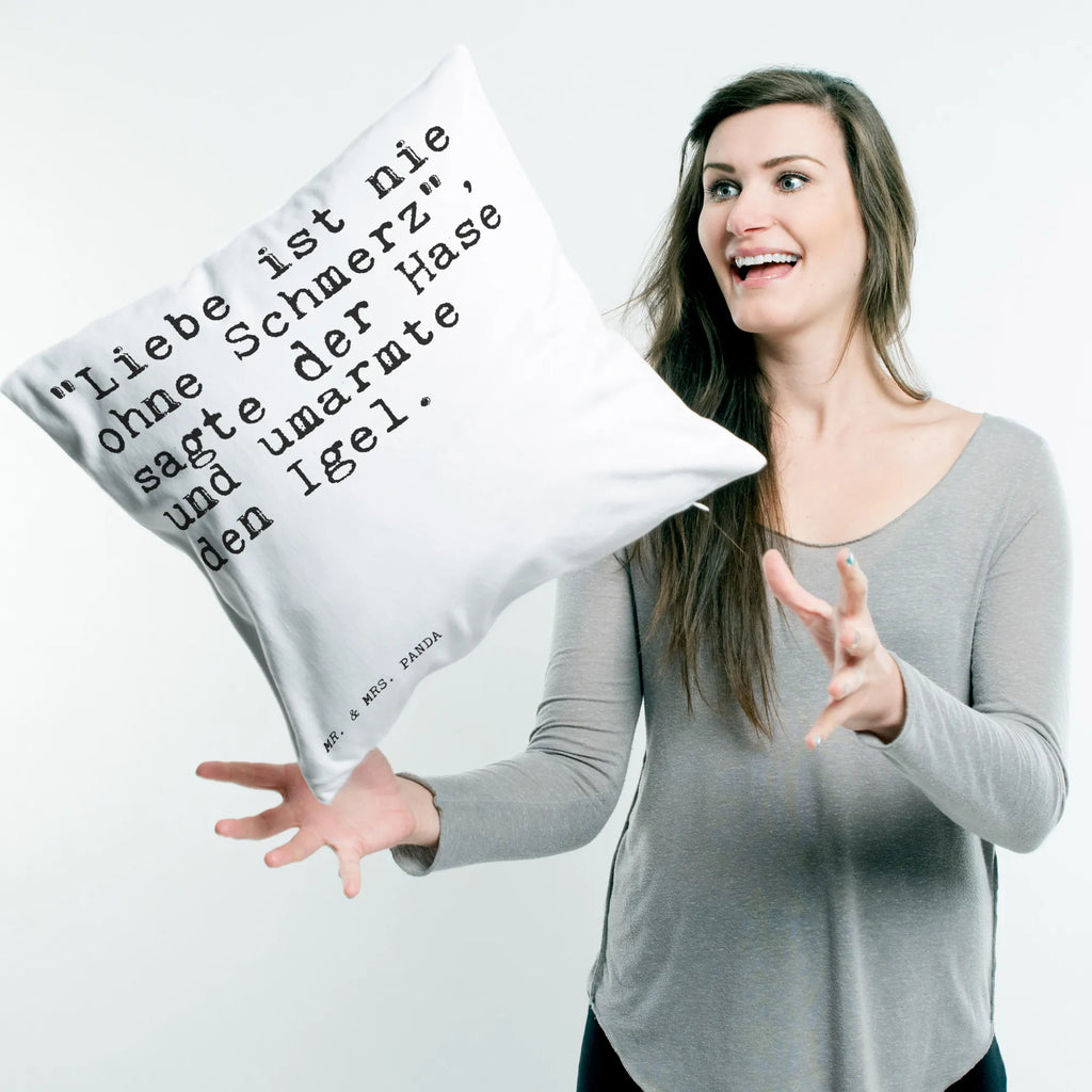 Cushion "Liebe ist nie ohne... sofa, pad, 40x40, bedroom, settee, couch, 40 x 40, pillows, pillow case, Pillow, bed, soft, fluffy, cushion, saying, sayings, funny, wisdom, quotes, Sayings Proverbs Wisdom Quotes Funny Wisdom Words