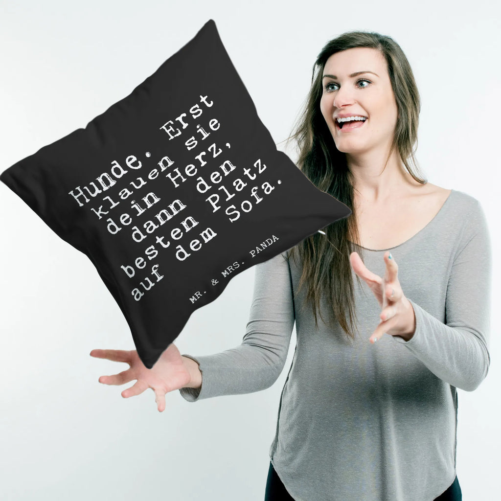 Cushion Hunde. Erst klauen sie... sofa, bed, cushion, fluffy, 40 x 40, couch, pillows, soft, settee, pillow case, Pillow, bedroom, pad, 40x40, saying, sayings, funny, wisdom, quotes, Glizzer Spell Proverbs Wisdom Quotes Funny Wisdom Words
