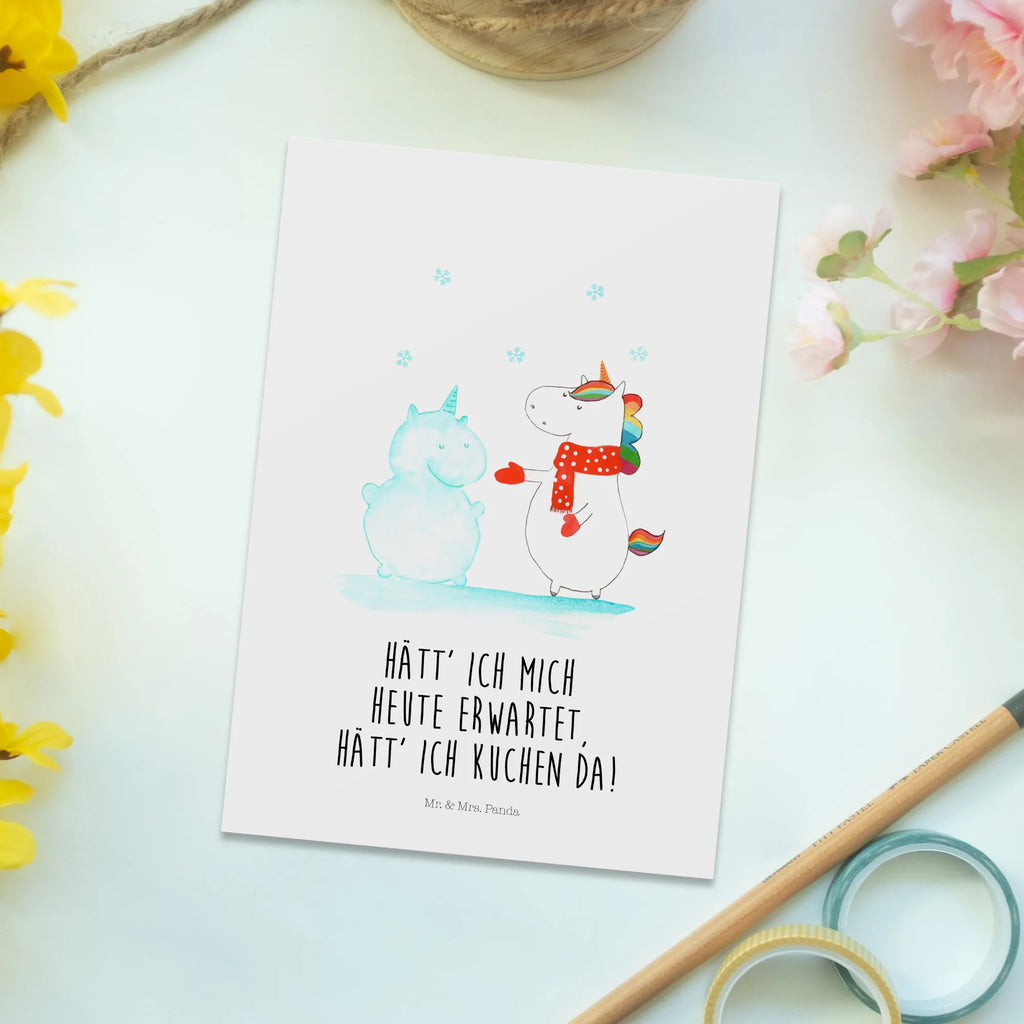 Pocztówka jednorożec Bałwan Postkarte, Geburtstagskarte, Einladung, Einladungskarte, Einladungskarten Geburtstag, Geschenkkarte, Karte, Ansichtskarten, Grußkarte, Dankeskarte, Einladung Geburtstag, Ansichtskarte, Einhorn, Einhörner, Einhorn Deko, Unicorn, Schnee, kalt, X-Mas, Winter, Schneemann, Weihnachten, Handschuhe, Mütze, Kuchen