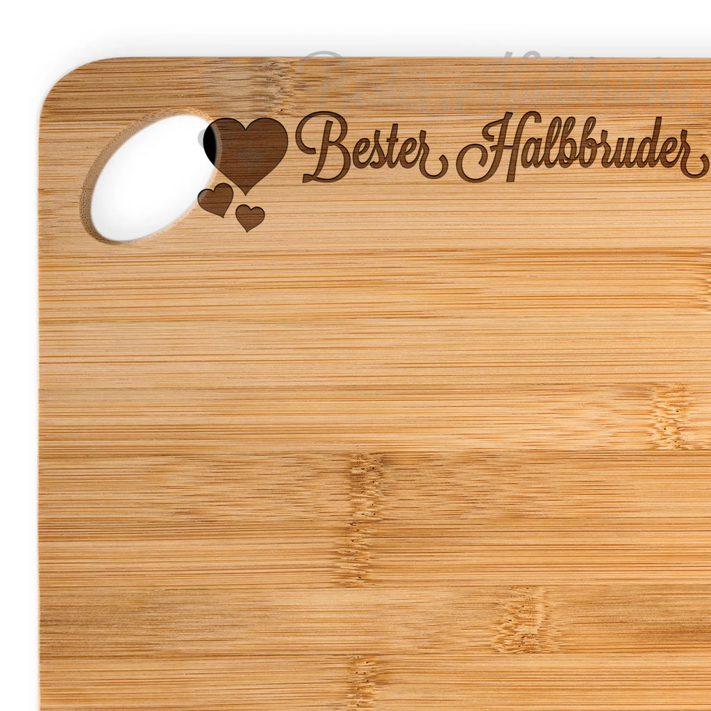 Bambus - deska do krojenia Halbbruder Brett, Frühstücksbrett, Holzbrettchen, Schneidebrett, Küchenbrett, Hackbrett, Servierbrett, Holzbrett, Herz Liebe Verliebt Dankeschön Geburtstag Bester Beste Bedanken