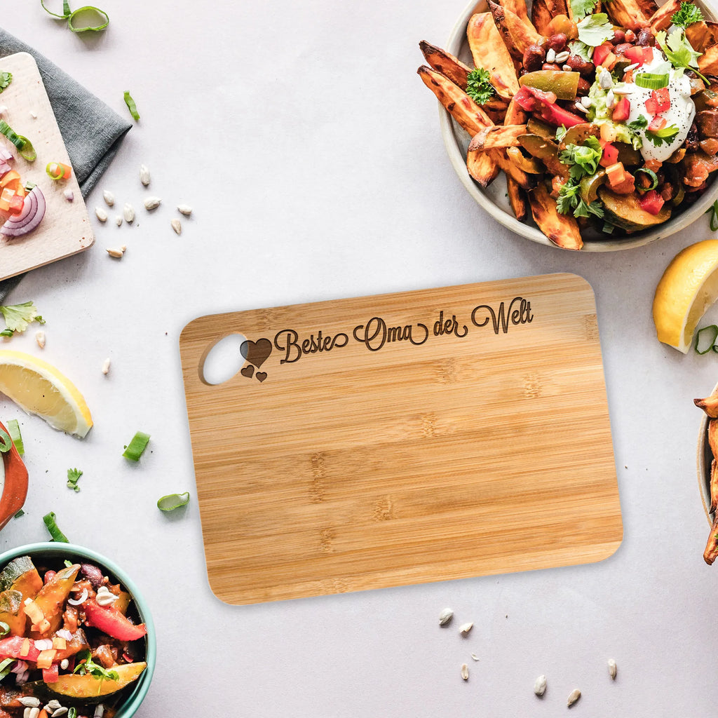 Bambus - deska do krojenia Oma Hackbrett, Holzbrettchen, Servierbrett, Holzbrett, Frühstücksbrett, Schneidebrett, Brett, Küchenbrett, Herz Liebe Verliebt Dankeschön Geburtstag Bester Beste Bedanken