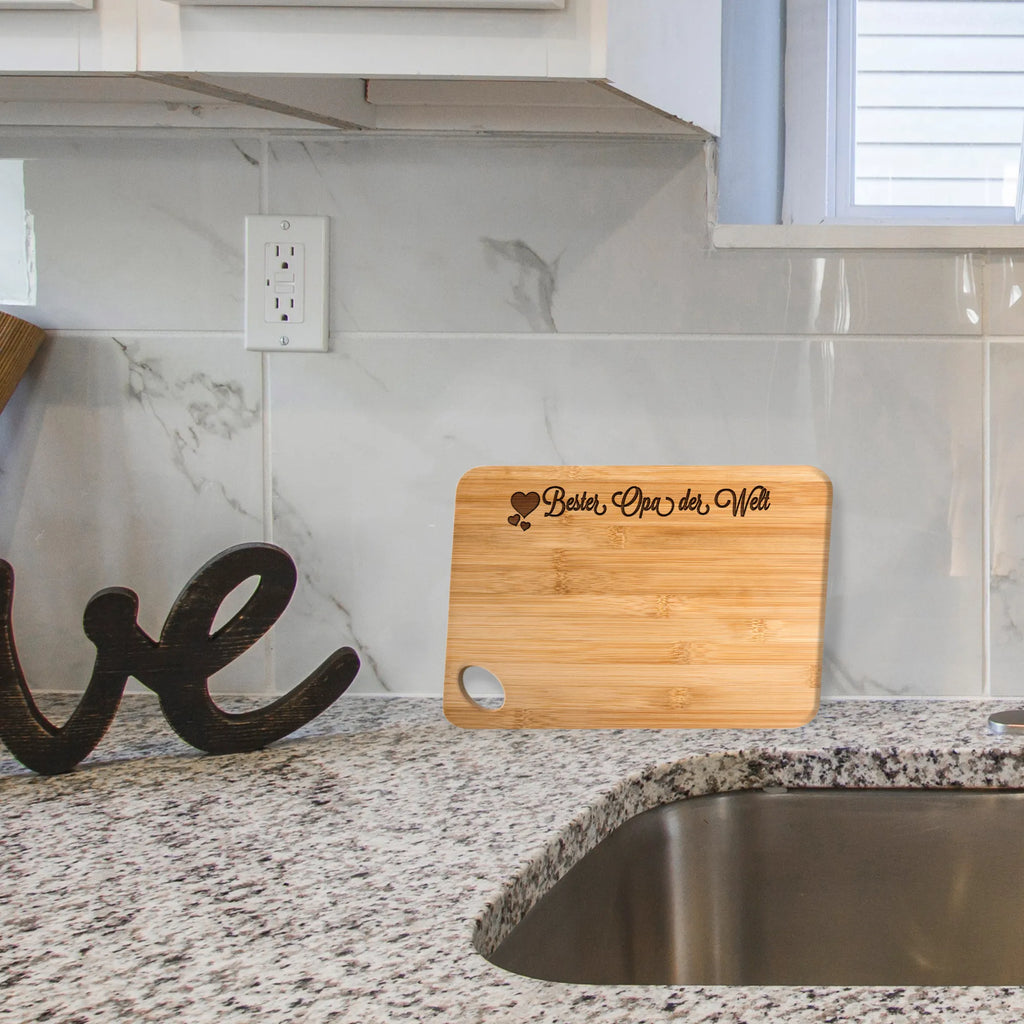 Bambus - deska do krojenia Opa Frühstücksbrett, Servierbrett, Schneidebrett, Küchenbrett, Brett, Holzbrett, Hackbrett, Holzbrettchen, Herz Liebe Verliebt Dankeschön Geburtstag Bester Beste Bedanken