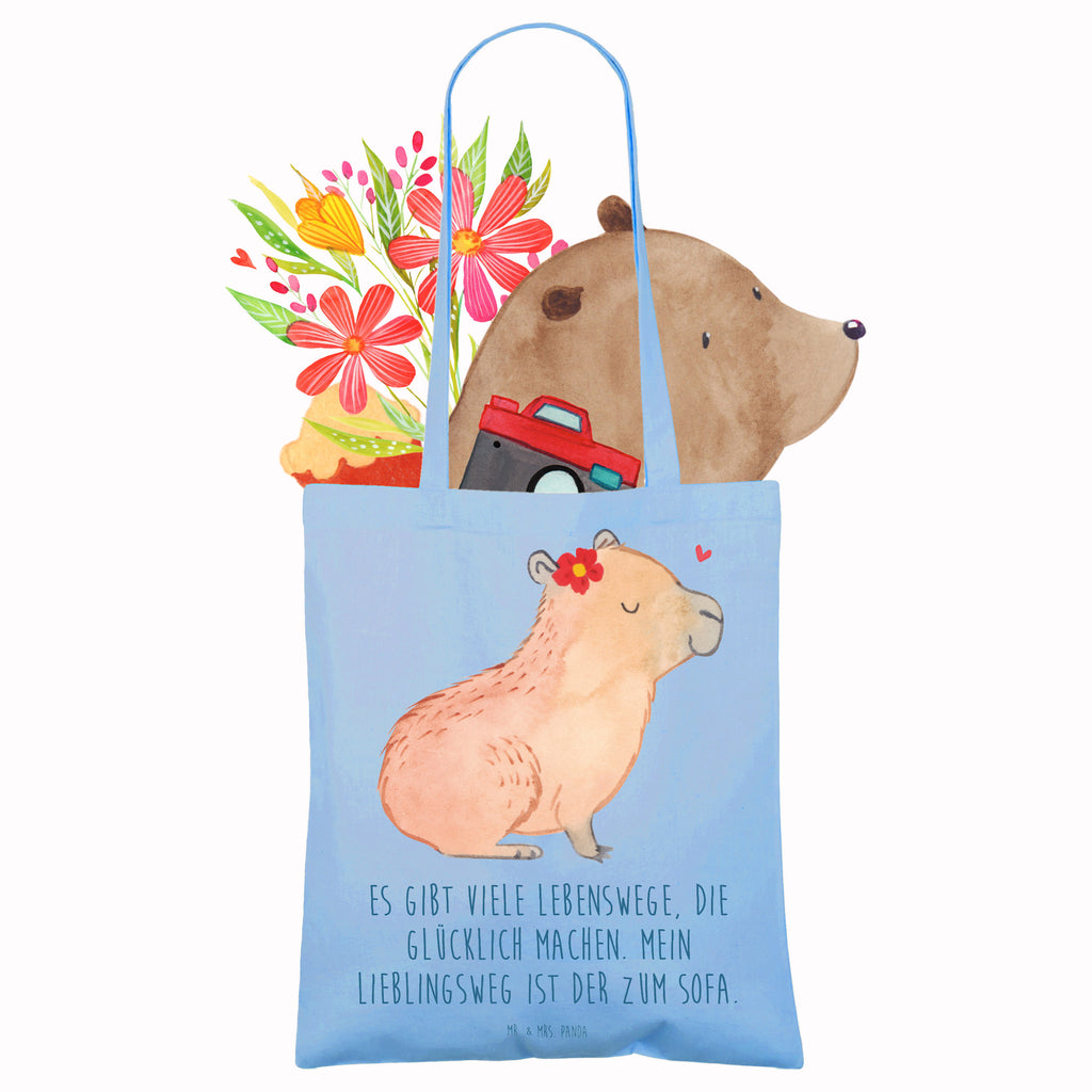 Tragetasche Capybara Blume Beuteltasche, Beutel, Einkaufstasche, Jutebeutel, Stoffbeutel, Tiermotive, Gute Laune, lustige Sprüche, Tiere, Capybara