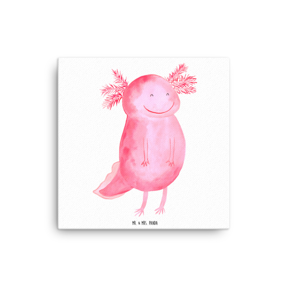 Leinwand Bild Axolotl glücklich Leinwand, Bild, Kunstdruck, Wanddeko, Dekoration, Axolotl, Molch, Axolot, Schwanzlurch, Lurch, Lurche, Motivation, gute Laune