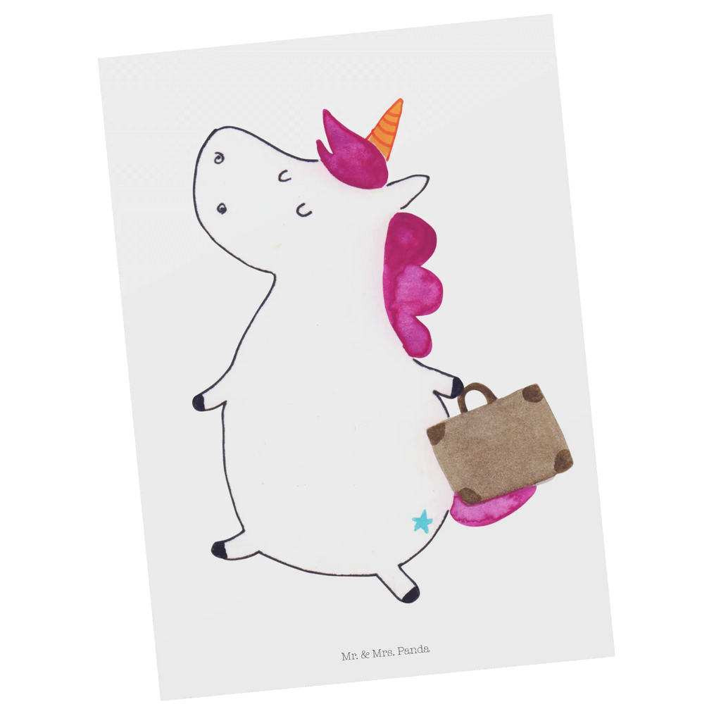 Postcard unicorn Suitcase Designkarte, Postkarte, Postkarten, Motivkarte, Ansichtskarte, bildkarte, spruchkarte, kunstkarte, Kunstkarten, Grußkarte, Ansichtskarten, Fotokarte, einzelkarte, Unicorn, Einhorn, Einhörner, Einhorn Deko, Verreisen, Gepäck, Albern, Kind, Witzig, Spaß, Erwachsen, Koffer, Abenteuer, Lustig, Reise