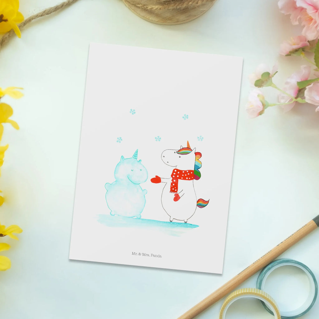 Pocztówka jednorożec Bałwan Postkarte, Geburtstagskarte, Einladung, Einladungskarte, Einladungskarten Geburtstag, Geschenkkarte, Karte, Ansichtskarten, Grußkarte, Dankeskarte, Einladung Geburtstag, Ansichtskarte, Einhorn, Einhörner, Einhorn Deko, Unicorn, Schnee, kalt, X-Mas, Winter, Schneemann, Weihnachten, Handschuhe, Mütze, Kuchen