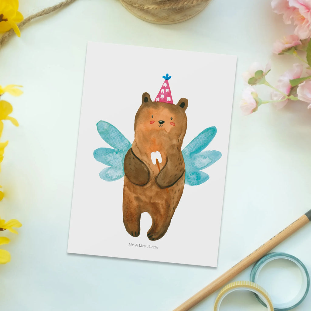 Postkarte Bär Zahnfee Postkarte, Fotokarte, Kunstkarten, kunstkarte, Ansichtskarte, Postkarten, einzelkarte, Motivkarte, Ansichtskarten, spruchkarte, Designkarte, Grußkarte, bildkarte, Teddy, Teddybär, Bär, Fee, Milchzahn, Zahnfee, Erster Zahn