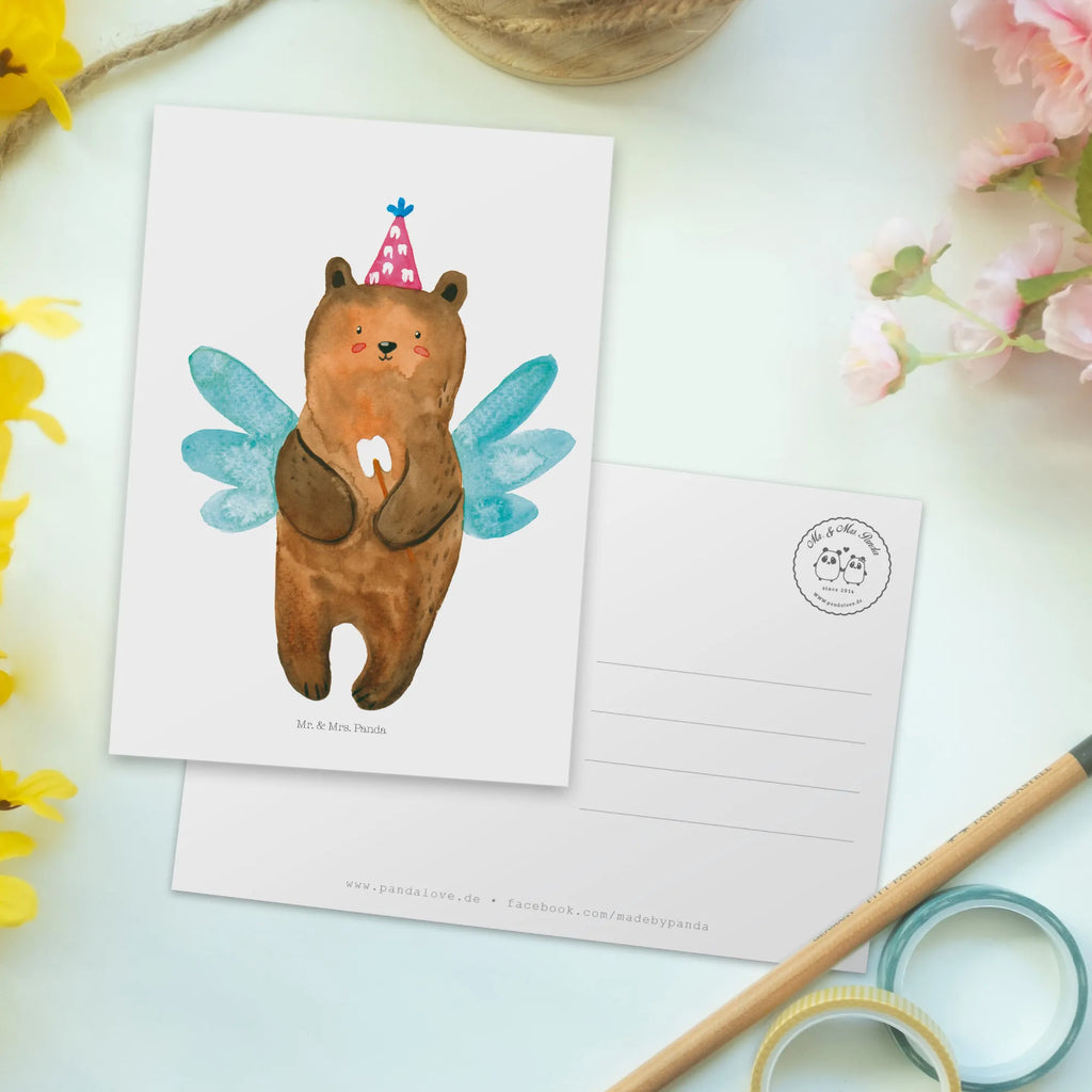 Postkarte Bär Zahnfee Postkarte, Fotokarte, Kunstkarten, kunstkarte, Ansichtskarte, Postkarten, einzelkarte, Motivkarte, Ansichtskarten, spruchkarte, Designkarte, Grußkarte, bildkarte, Teddy, Teddybär, Bär, Fee, Milchzahn, Zahnfee, Erster Zahn