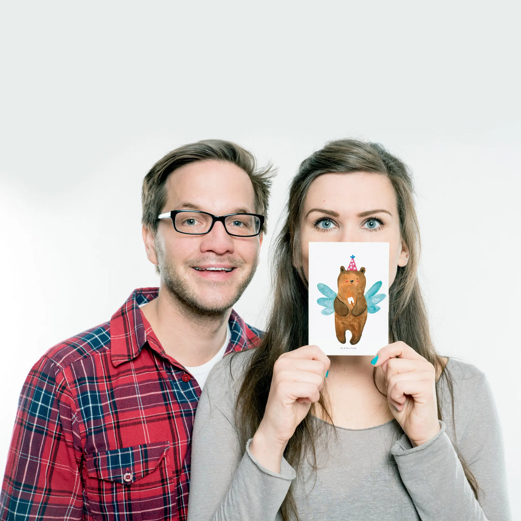 Postkarte Bär Zahnfee Postkarte, Fotokarte, Kunstkarten, kunstkarte, Ansichtskarte, Postkarten, einzelkarte, Motivkarte, Ansichtskarten, spruchkarte, Designkarte, Grußkarte, bildkarte, Teddy, Teddybär, Bär, Fee, Milchzahn, Zahnfee, Erster Zahn