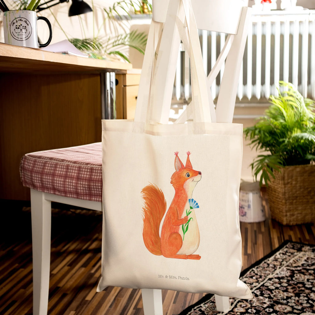 Tote bag Squirrel flower pouch, cotton bag, Carrier bag, cloth bag, shopper, bag, shoulder bag, jute bag, shopping bag, small animals, cute, funny, cute animal motives, hand drawn, small world, funny sayings, good mood, happy, gifts, gift ideas, special gifts, animal lover, card, positive saying, fun, Squirrel, laughter, saying decoration, squirrel, motivation pictures, happy saying, motivation sayings