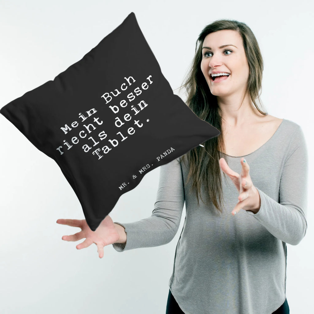 Cushion Mein Buch riecht besser... pillows, bedroom, pad, cushion, sofa, soft, 40x40, couch, Pillow, bed, 40 x 40, settee, pillow case, fluffy, saying, sayings, funny, wisdom, quotes, Glizzer Spell Proverbs Wisdom Quotes Funny Wisdom Words