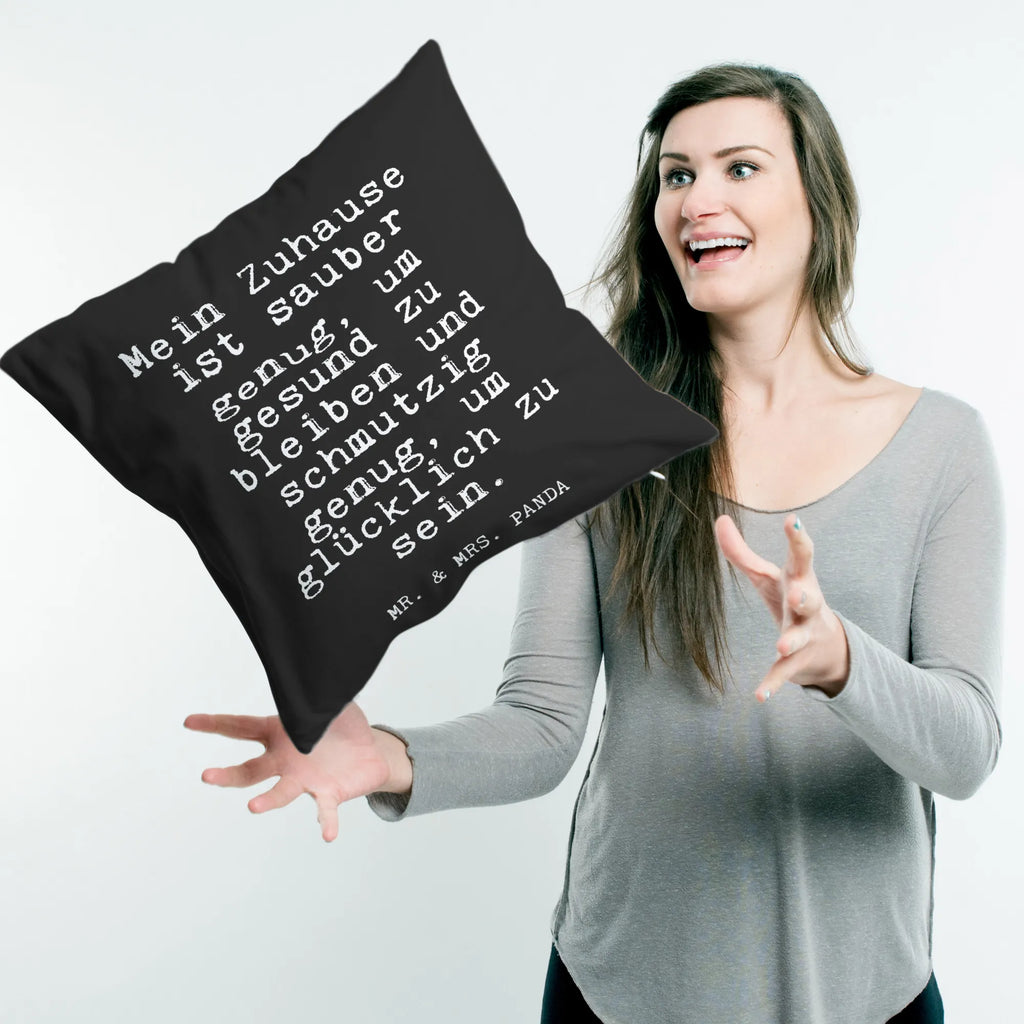 Cushion Mein Zuhause ist sauber... 40 x 40, pillow case, sofa, cushion, bedroom, soft, pillows, fluffy, couch, settee, 40x40, pad, bed, Pillow, saying, sayings, funny, wisdom, quotes, Glizzer Spell Proverbs Wisdom Quotes Funny Wisdom Words