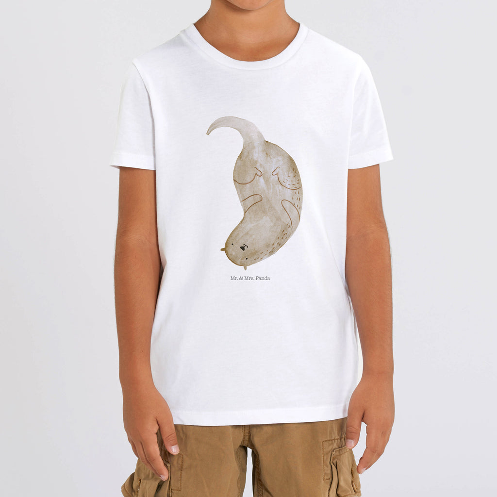Organic Kinder T-Shirt Otter Kopfüber Kinder T-Shirt, Kinder T-Shirt Mädchen, Kinder T-Shirt Jungen, Otter, Fischotter, Seeotter, Otter Seeotter See Otter