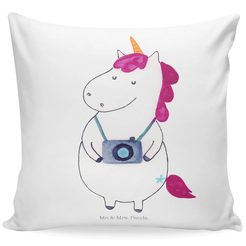 Cushion unicorn photographer 40 x 40, couch, Pillow, fluffy, pillows, bedroom, 40x40, bed, sofa, settee, soft, pad, cushion, pillow case, unicorn, unicorns, Photography, Traveler gift, Holiday, Camera, Unicorn, Photographer gift, Tourist, Traveling, Photographer