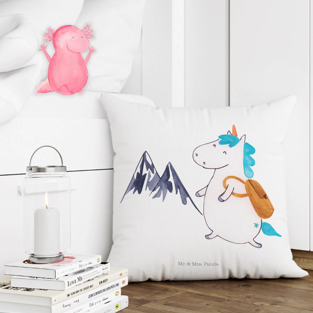 Cushion unicorn climber pillows, cushion, pad, 40x40, 40 x 40, sofa, soft, bed, couch, Pillow, settee, bedroom, pillow case, fluffy, unicorn, unicorns, mountains, adventurer, adventure, vacation, english, world traveler, travel, Einhorn, explorer, world trip, mountaineer