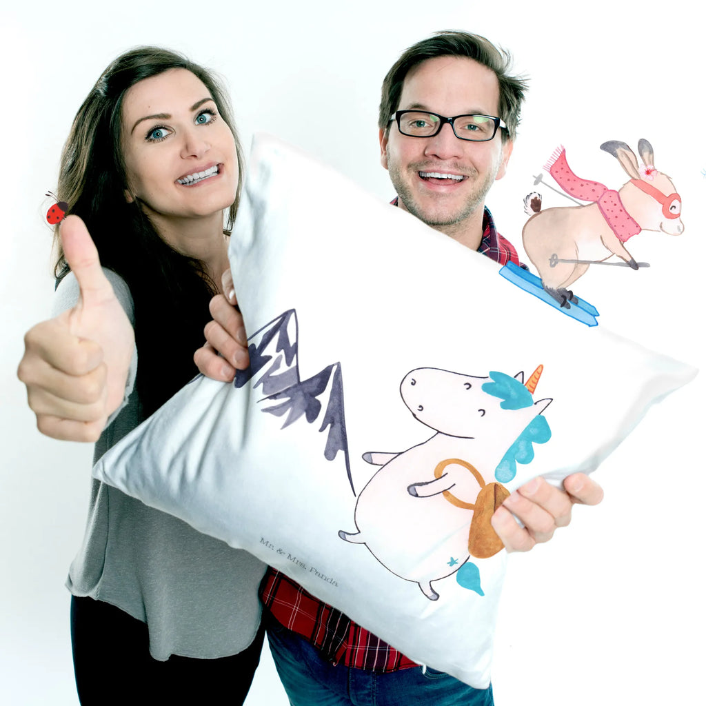 Cushion unicorn climber pillows, cushion, pad, 40x40, 40 x 40, sofa, soft, bed, couch, Pillow, settee, bedroom, pillow case, fluffy, unicorn, unicorns, mountains, adventurer, adventure, vacation, english, world traveler, travel, Einhorn, explorer, world trip, mountaineer