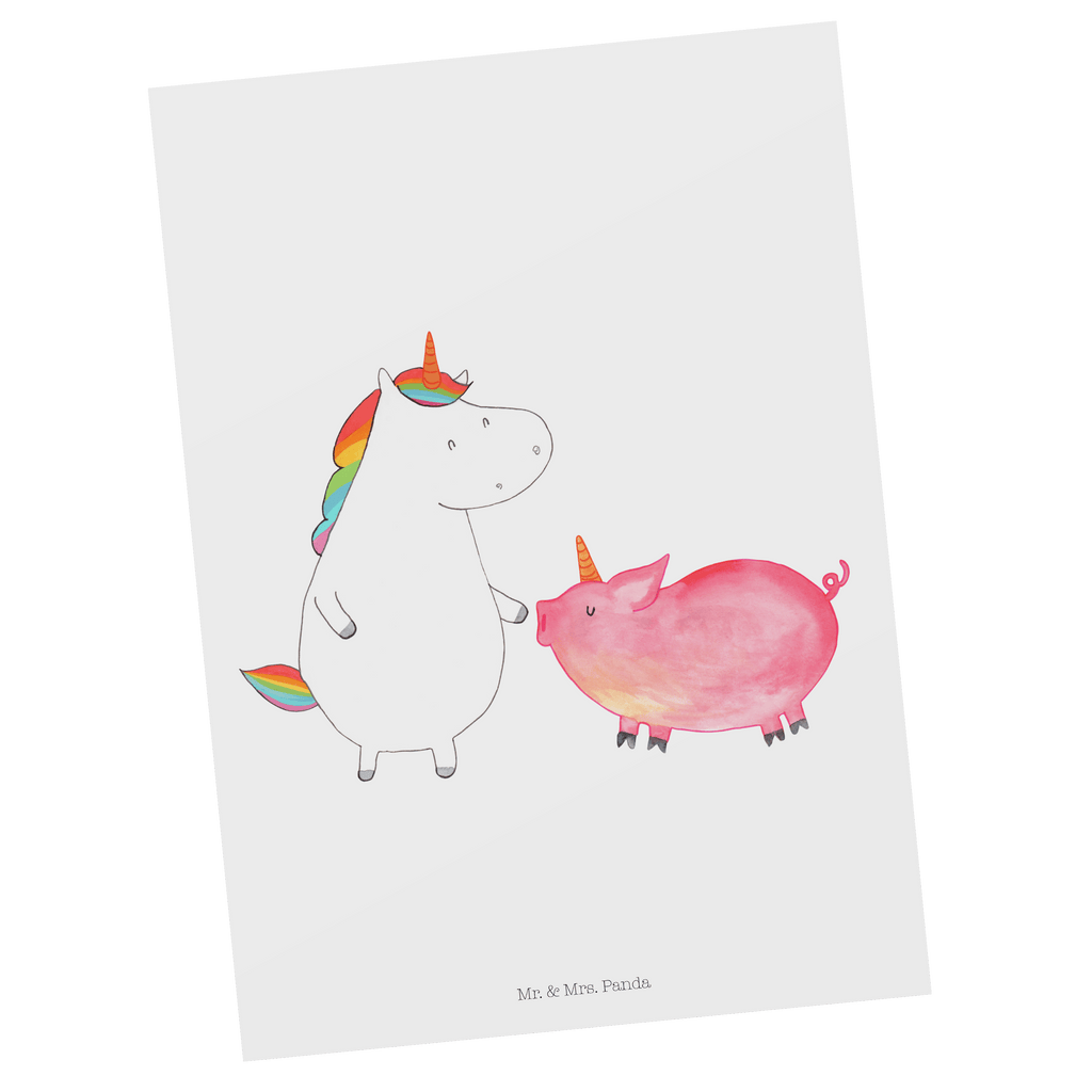 Postkarte Einhorn + Schweinhorn Postkarte, Karte, Geschenkkarte, Grußkarte, Einladung, Ansichtskarte, Geburtstagskarte, Einladungskarte, Dankeskarte, Einhorn, Einhörner, Einhorn Deko, Pegasus, Unicorn, Freundschaft, Schweinhorn, Schwein, Freundin, Schweinchen
