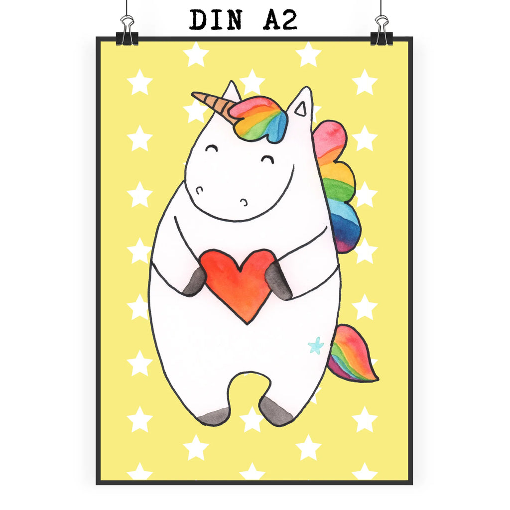 Poster unicorn Heart Poster, Wanddeko Bild, Küchenposter, Posterdruck, Raumdekoration, Mr. & Mrs. Panda Poster, Kinderposter, Wanddekoration, Wanddeko, Wandposter, Kunstdruck, Bild, Handgemaltes Poster, Designposter, Einhorn, Einhörner, Einhorn Deko, Unicorn, schlimm, witzig, böse, bunt, anders, Herz, lustig, Freundin