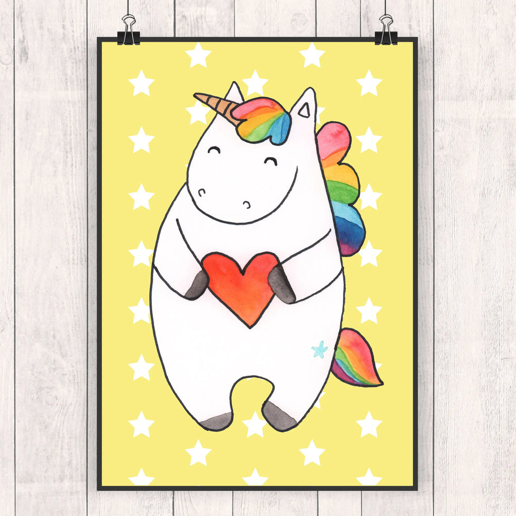Poster unicorn Heart Poster, Wanddeko Bild, Küchenposter, Posterdruck, Raumdekoration, Mr. & Mrs. Panda Poster, Kinderposter, Wanddekoration, Wanddeko, Wandposter, Kunstdruck, Bild, Handgemaltes Poster, Designposter, Einhorn, Einhörner, Einhorn Deko, Unicorn, schlimm, witzig, böse, bunt, anders, Herz, lustig, Freundin