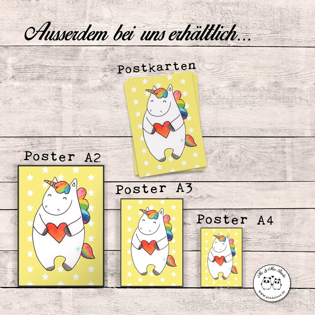 Poster unicorn Heart Poster, Wanddeko Bild, Küchenposter, Posterdruck, Raumdekoration, Mr. & Mrs. Panda Poster, Kinderposter, Wanddekoration, Wanddeko, Wandposter, Kunstdruck, Bild, Handgemaltes Poster, Designposter, Einhorn, Einhörner, Einhorn Deko, Unicorn, schlimm, witzig, böse, bunt, anders, Herz, lustig, Freundin