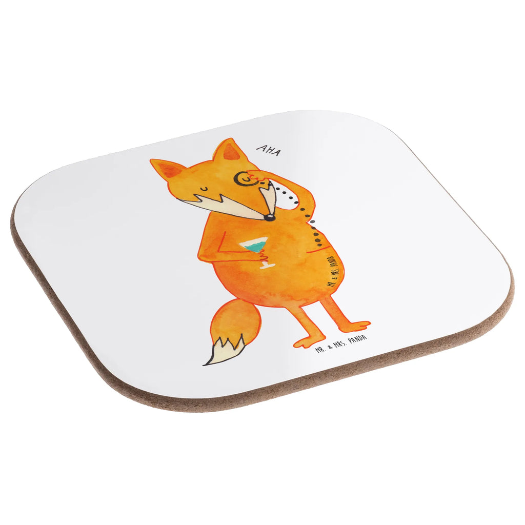 Square coaster Fox lord gifts, presents, glass coasters, party, breakfast, gift, Coasters, fox, foxes, forest wildlife, clever as a fox, animal lover, lovesickness gift, problem solving, motivation saying, words of consolation, saying funny