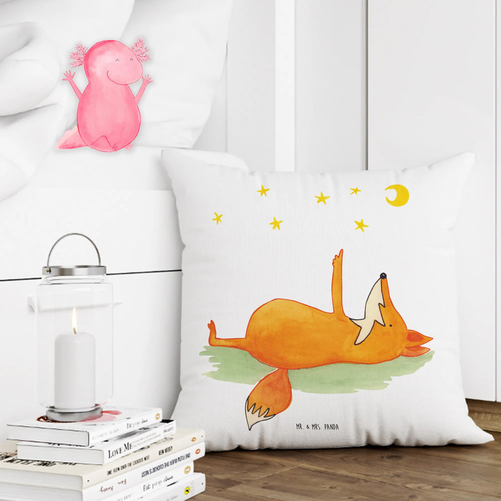 Cushion Fox Stars pad, pillow case, 40 x 40, fluffy, bed, 40x40, settee, couch, soft, Pillow, cushion, sofa, bedroom, pillows, fox, foxes, forest wildlife, clever as a fox, animal lover, Always Look on the Bright Side of Life, Saying positive, Fox, words of consolation, Romance, Saying beautiful