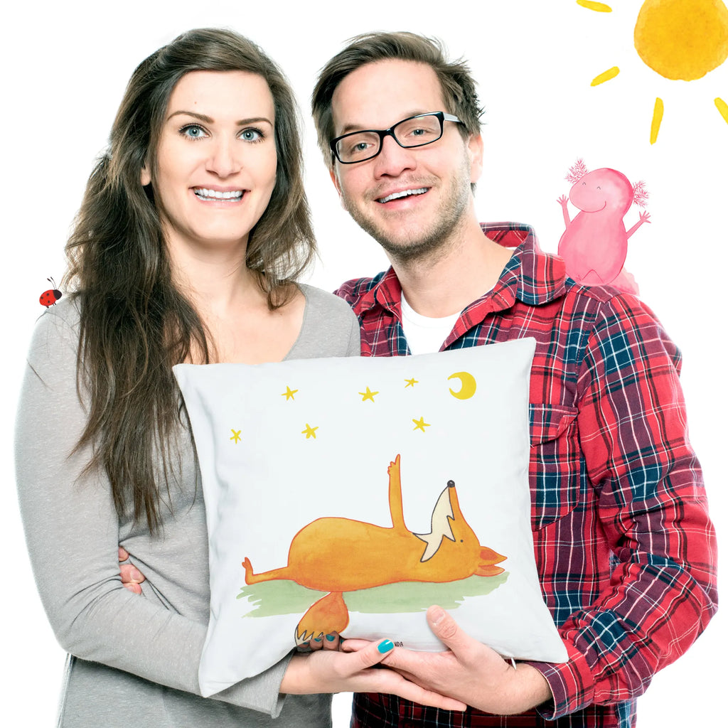 Cushion Fox Stars pad, pillow case, 40 x 40, fluffy, bed, 40x40, settee, couch, soft, Pillow, cushion, sofa, bedroom, pillows, fox, foxes, forest wildlife, clever as a fox, animal lover, Always Look on the Bright Side of Life, Saying positive, Fox, words of consolation, Romance, Saying beautiful