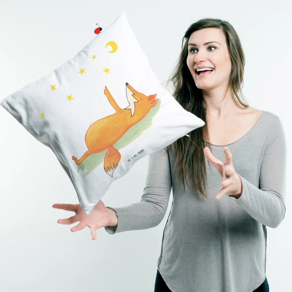 Cushion Fox Stars pad, pillow case, 40 x 40, fluffy, bed, 40x40, settee, couch, soft, Pillow, cushion, sofa, bedroom, pillows, fox, foxes, forest wildlife, clever as a fox, animal lover, Always Look on the Bright Side of Life, Saying positive, Fox, words of consolation, Romance, Saying beautiful