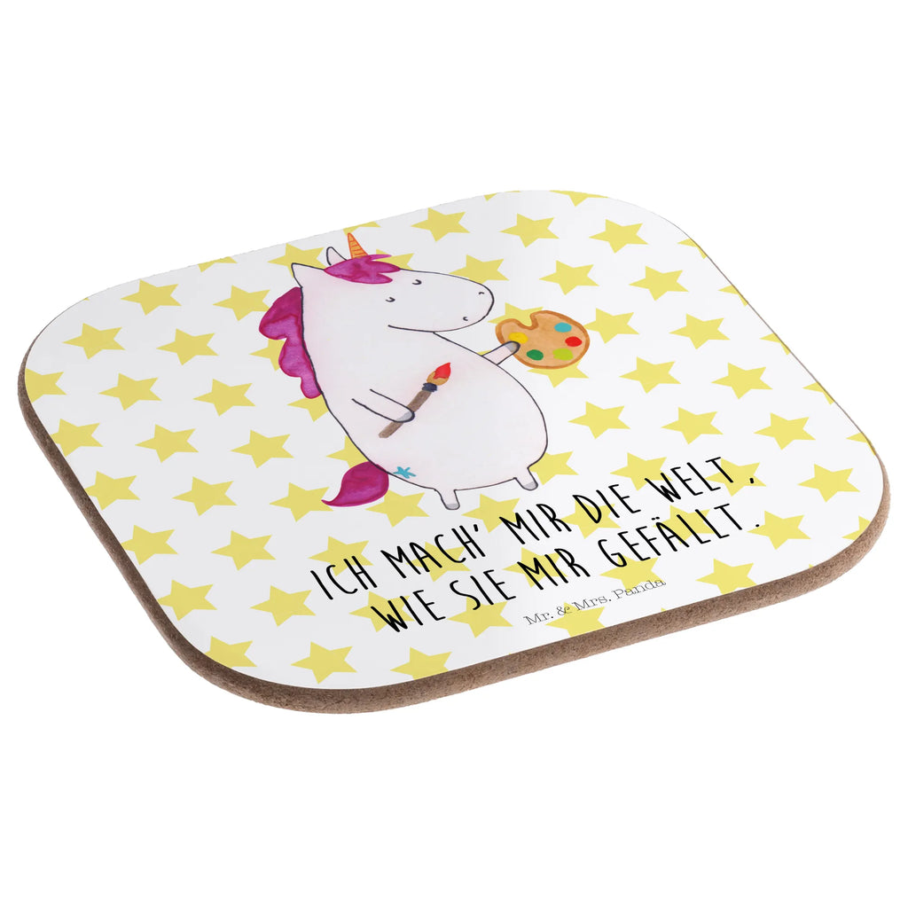 Square coaster unicorn Artist glass coasters, breakfast, gift, party, presents, gifts, Coasters, unicorn, unicorns, Painter gift, Artist, Artist present, English, World, Artist gift, Pen, Drawing, Painting, Brush, Gift, Unicorn