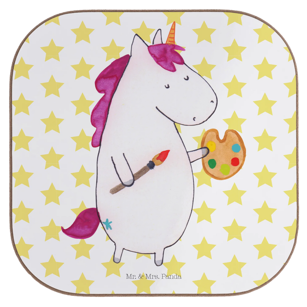 Square coaster unicorn Artist glass coasters, breakfast, gift, party, presents, gifts, Coasters, unicorn, unicorns, Painter gift, Artist, Artist present, English, World, Artist gift, Pen, Drawing, Painting, Brush, Gift, Unicorn