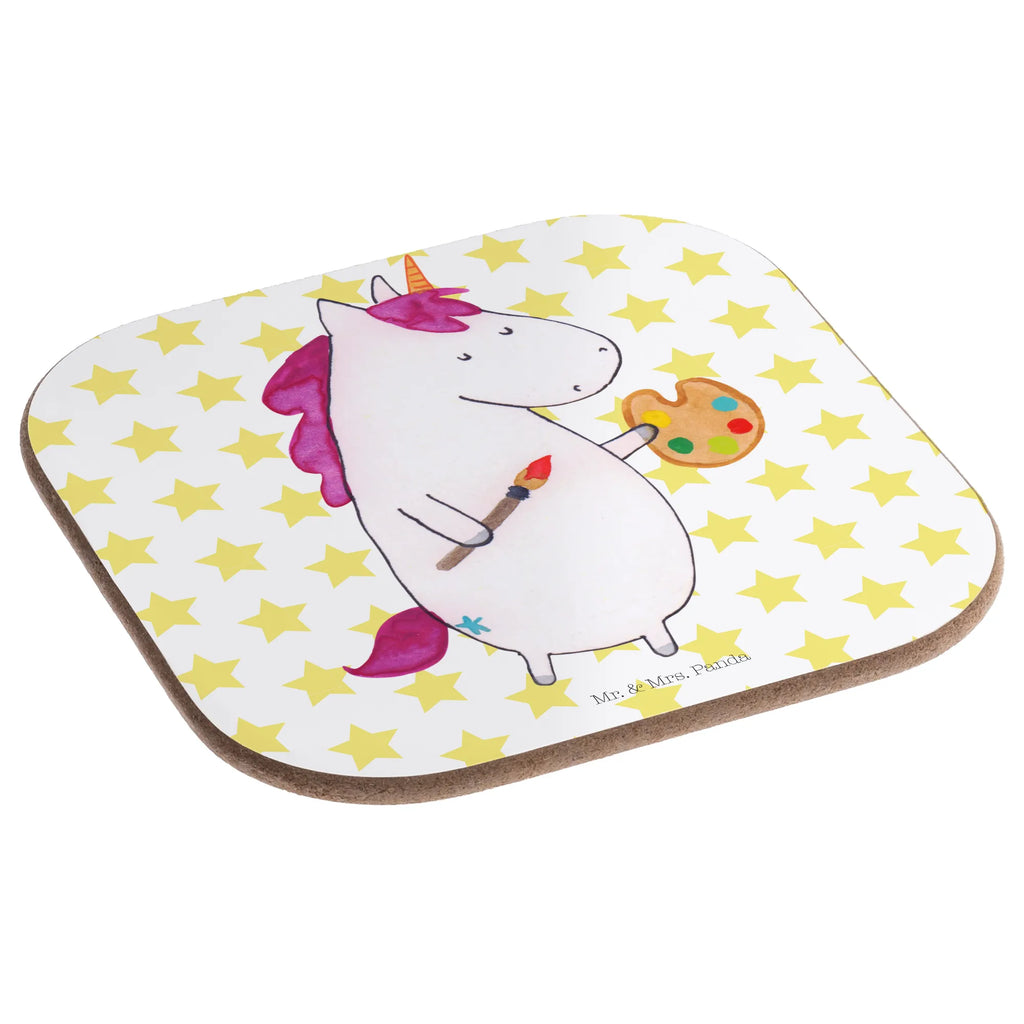 Square coaster unicorn Artist glass coasters, breakfast, gift, party, presents, gifts, Coasters, unicorn, unicorns, Painter gift, Artist, Artist present, English, World, Artist gift, Pen, Drawing, Painting, Brush, Gift, Unicorn