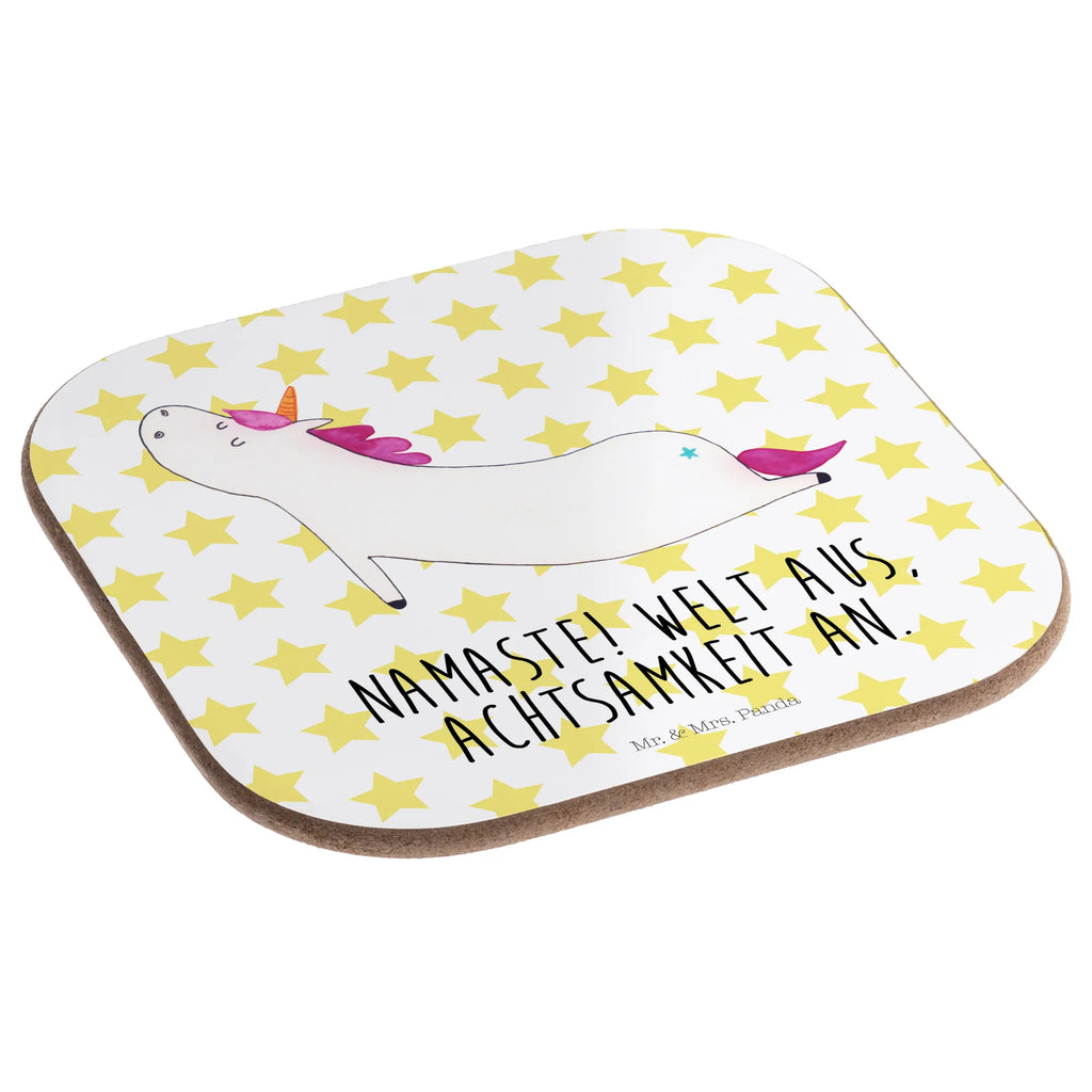 Square coaster unicorn yoga glass coasters, presents, breakfast, gifts, Coasters, party, gift, unicorn, unicorns, Namaste, relaxation, yoga, mindfulness, sweet, Unicorn, funny, present, sports