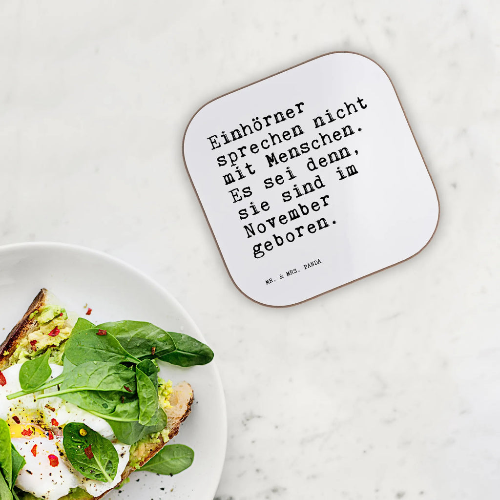 Square coaster Einhörner sprechen nicht mit... presents, breakfast, gift, Coasters, party, glass coasters, gifts, saying, sayings, funny, wisdom, quotes, Sayings Proverbs Wisdom Quotes Funny Wisdom Words