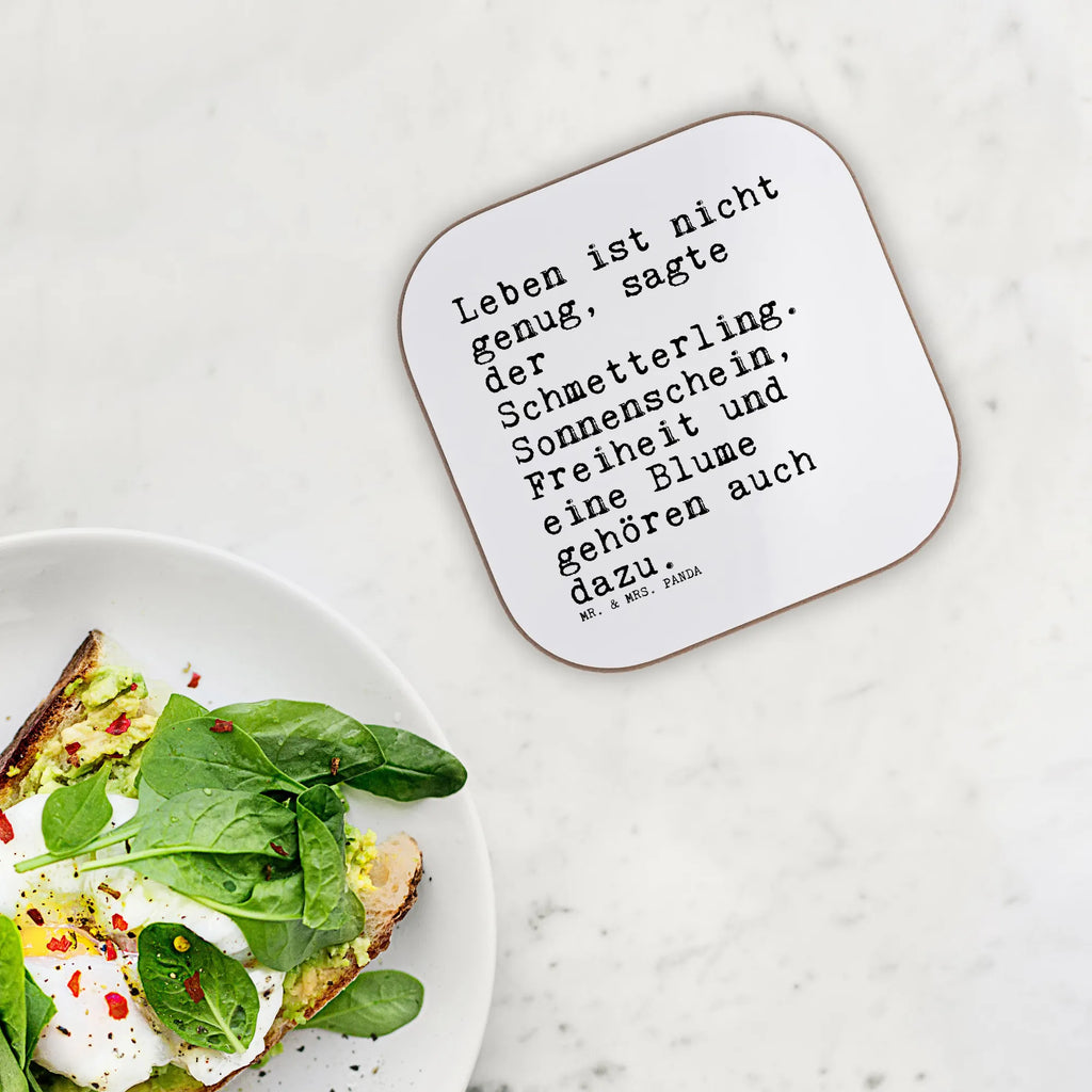 Square coaster Leben ist nicht genug,... glass coasters, breakfast, presents, party, gift, gifts, Coasters, saying, sayings, funny, wisdom, quotes, Sayings Proverbs Wisdom Quotes Funny Wisdom Words