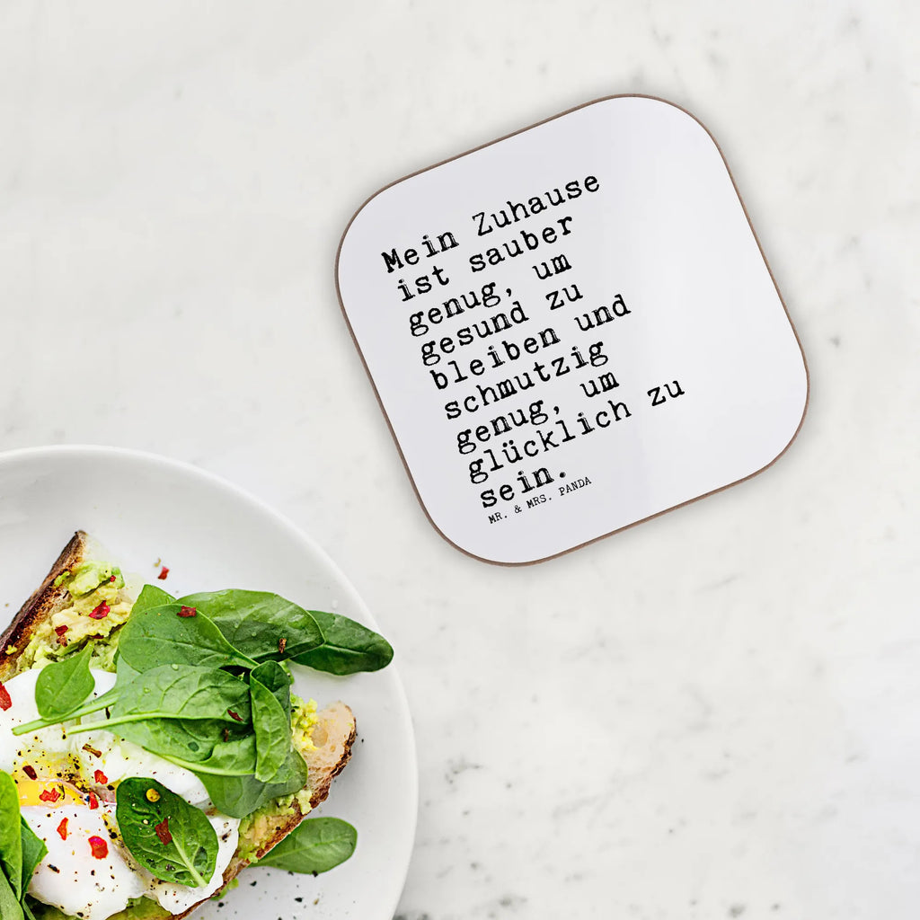 Square coaster Mein Zuhause ist sauber... breakfast, party, Coasters, presents, gifts, glass coasters, gift, saying, sayings, funny, wisdom, quotes, Sayings Proverbs Wisdom Quotes Funny Wisdom Words