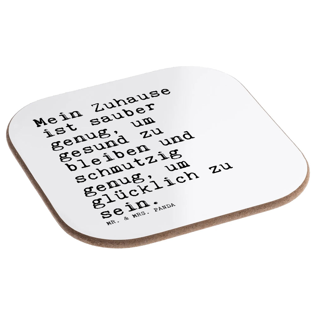 Square coaster Mein Zuhause ist sauber... breakfast, party, Coasters, presents, gifts, glass coasters, gift, saying, sayings, funny, wisdom, quotes, Sayings Proverbs Wisdom Quotes Funny Wisdom Words