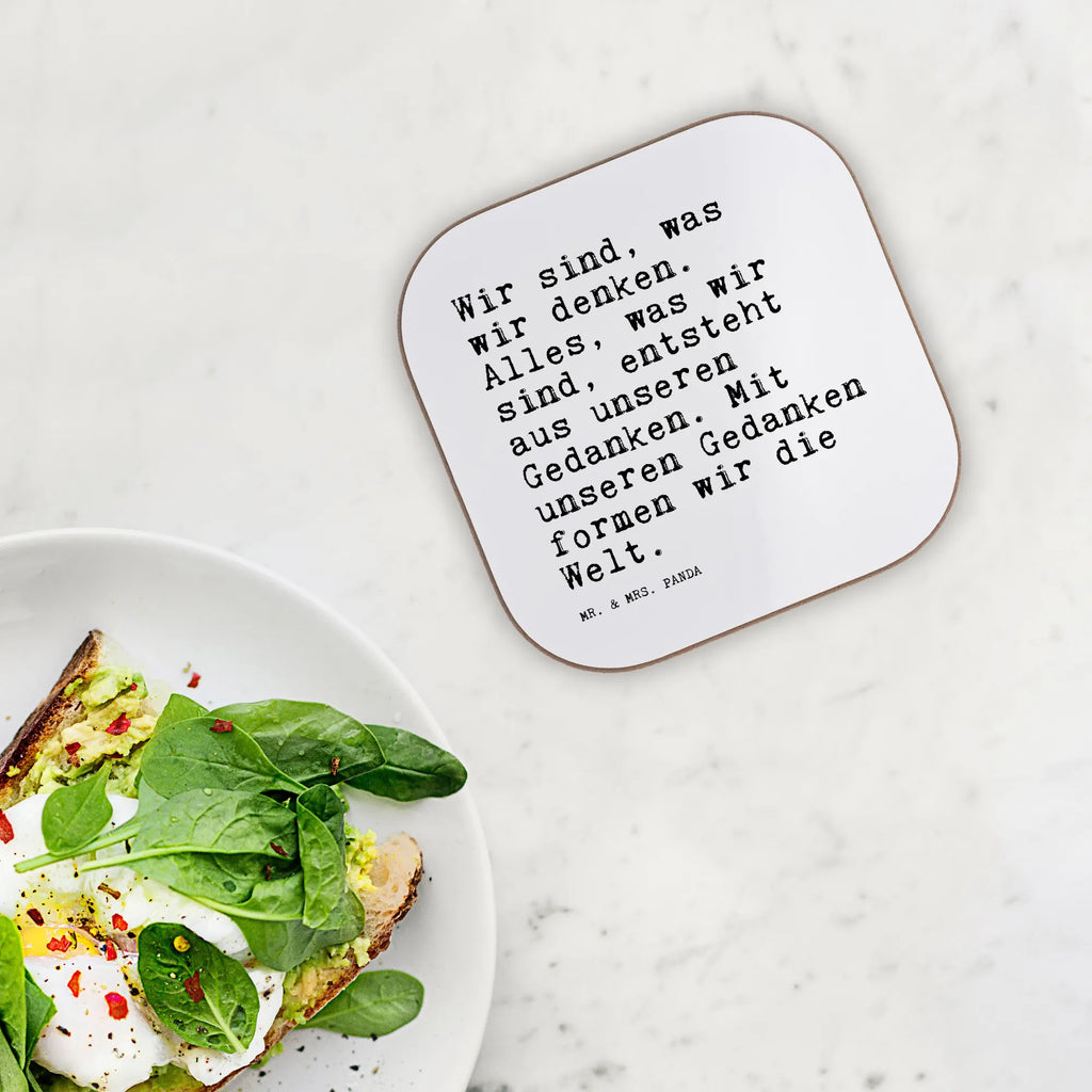 Square coaster Wir sind, was wir... party, gift, presents, breakfast, glass coasters, Coasters, gifts, saying, sayings, funny, wisdom, quotes, Sayings Proverbs Wisdom Quotes Funny Wisdom Words