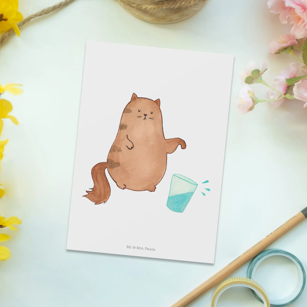 Postcard Cat water glass postcards, invitation, card, paper, letter, gift, gift card, invitation card, Postcard, cat, tomcat, kitty, meow, kitten, housecat, mama cat, love cats, cat image, cat fan, cat lover, cat fancier, cat decoration, gift for cat lover, cat owner, funny cats, cat sayings, cat motto, funny cat gifts, fan merchandise, cat stuff, animal lover, glass, pet, cats, water, pussy, Cats