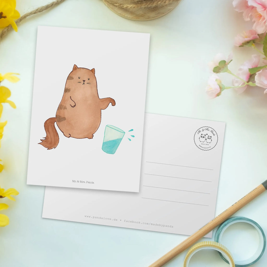 Postcard Cat water glass postcards, invitation, card, paper, letter, gift, gift card, invitation card, Postcard, cat, tomcat, kitty, meow, kitten, housecat, mama cat, love cats, cat image, cat fan, cat lover, cat fancier, cat decoration, gift for cat lover, cat owner, funny cats, cat sayings, cat motto, funny cat gifts, fan merchandise, cat stuff, animal lover, glass, pet, cats, water, pussy, Cats