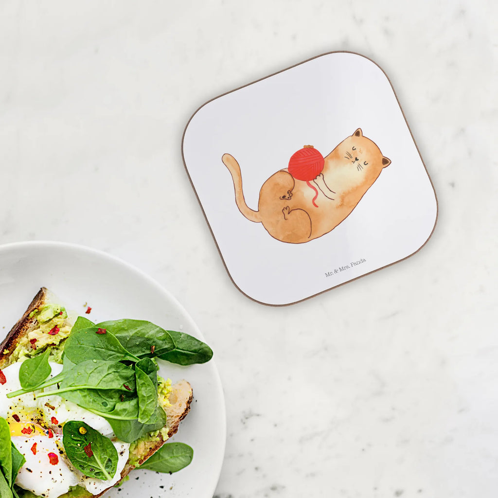 Square coaster Cat Wool breakfast, Coasters, gifts, presents, party, glass coasters, gift, cat, tomcat, kitty, meow, kitten, housecat, mama cat, love cats, cat image, cat fan, cat lover, cat fancier, cat decoration, gift for cat lover, cat owner, funny cats, cat sayings, cat motto, funny cat gifts, fan merchandise, cat stuff, animal lover, cats, Cats, wool, playful, play, pet, pussy, ball of wool