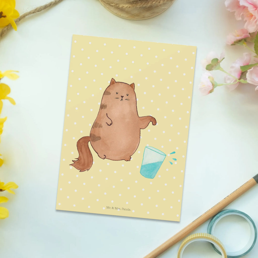 Postcard Cat water glass postcards, invitation, card, paper, letter, gift, gift card, invitation card, Postcard, cat, tomcat, kitty, meow, kitten, housecat, mama cat, love cats, cat image, cat fan, cat lover, cat fancier, cat decoration, gift for cat lover, cat owner, funny cats, cat sayings, cat motto, funny cat gifts, fan merchandise, cat stuff, animal lover, glass, pet, cats, water, pussy, Cats