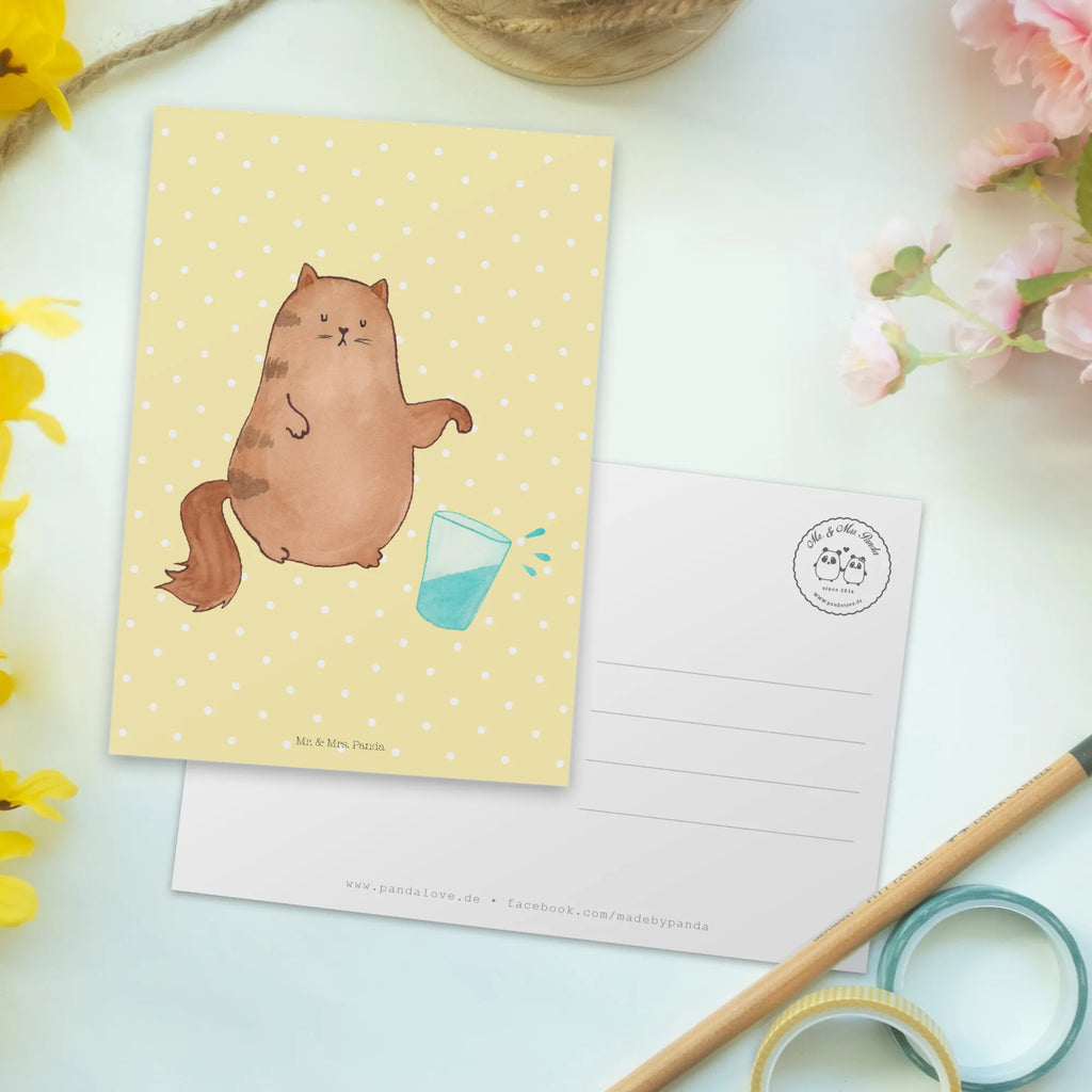 Postcard Cat water glass postcards, invitation, card, paper, letter, gift, gift card, invitation card, Postcard, cat, tomcat, kitty, meow, kitten, housecat, mama cat, love cats, cat image, cat fan, cat lover, cat fancier, cat decoration, gift for cat lover, cat owner, funny cats, cat sayings, cat motto, funny cat gifts, fan merchandise, cat stuff, animal lover, glass, pet, cats, water, pussy, Cats