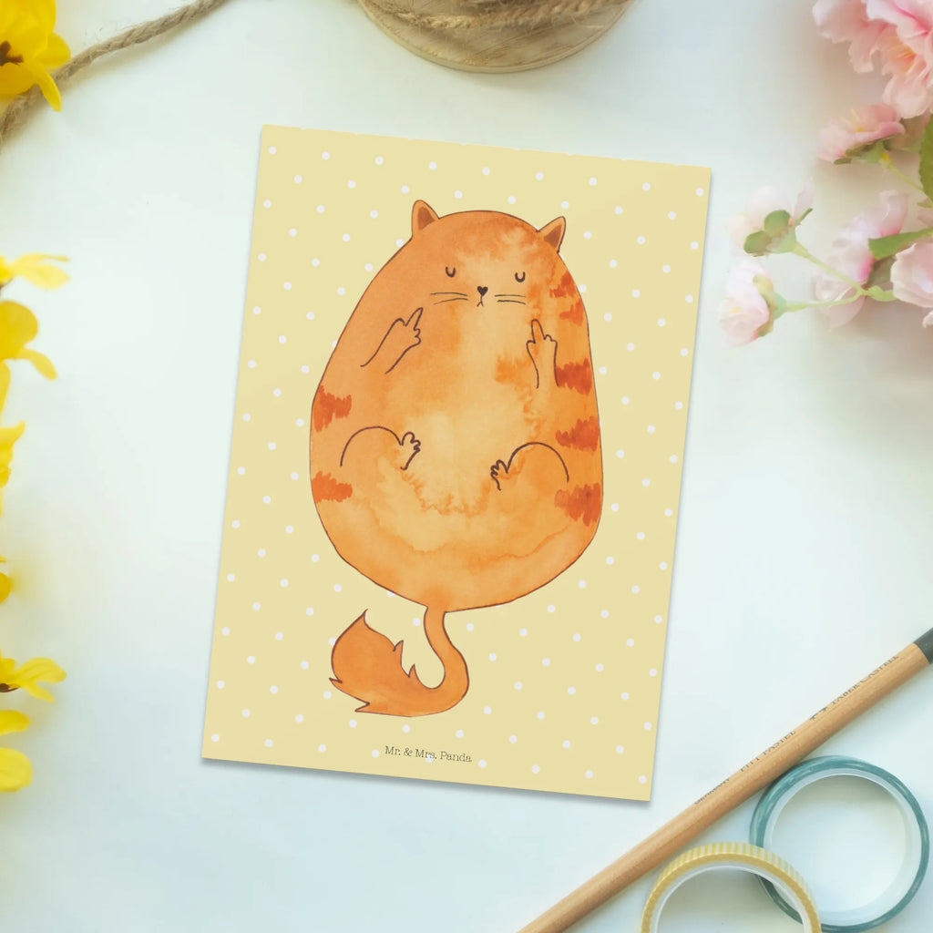 Pocztówka kot środkowy palec Kot, motyw kotów, miłośnik kotów, dekoracje z kotami, przyjaciel kotów, entuzjasta kotów, produkty dla kotów, artykuły dla kotów, akcesoria dla kotów, pamiątki z kotami, produkty dla miłośników kotów, motywy kotów