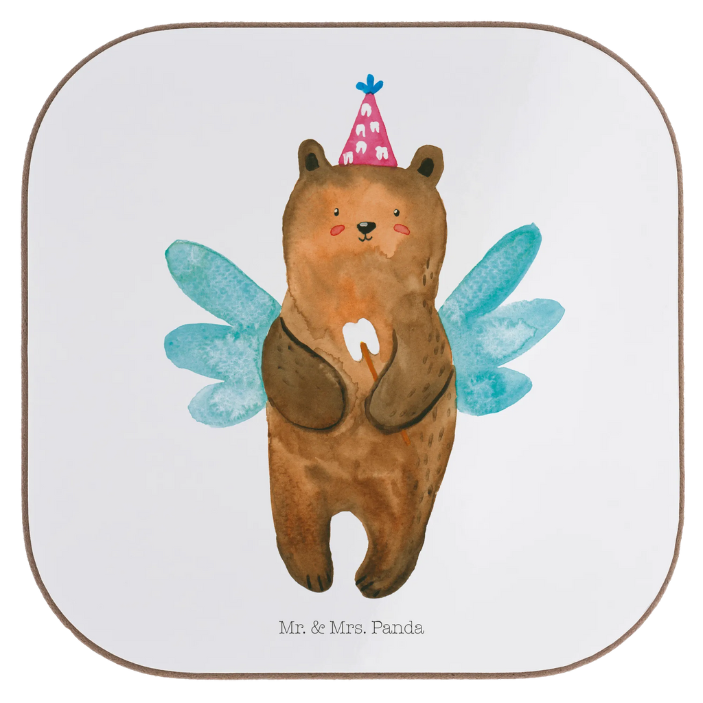Square coaster bear tooth fairy breakfast, glass coasters, party, gifts, presents, Coasters, gift, bear, teddy, teddy bear, cuddly toy, first tooth, fairy, Tooth fairy, milk tooth