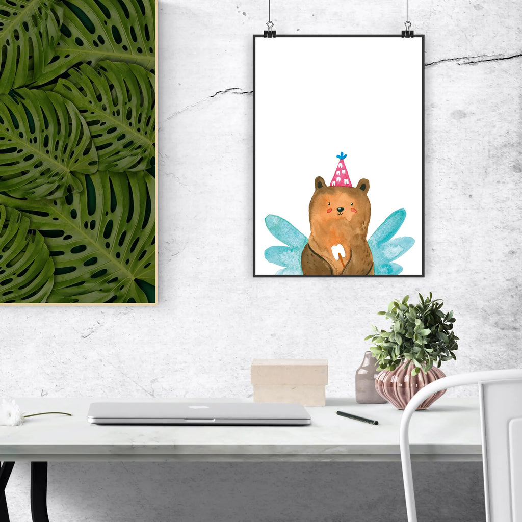 Poster bear tooth fairy Mr. & Mrs. Panda Poster, Bild, Wandposter, Wanddeko, Wanddekoration, Küchenposter, Handgemaltes Poster, Kinderposter, Raumdekoration, Designposter, Kunstdruck, Wanddeko Bild, Poster, Posterdruck, Bär, Teddy, Teddybär, Milchzahn, Fee, Zahnfee, Erster Zahn