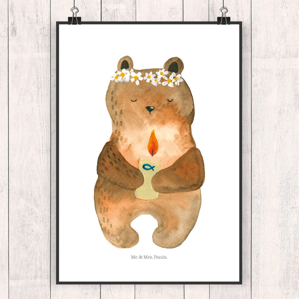 Poster Bär Kommunion kunstdruck poster, Designposter, grafikposter, Bild, Kunstdruck, Plakat, Mr. & Mrs. Panda Poster, Wandschmuck, Deko Bild, wanddeko, Wandbild, wandkunst, drucke, Wandposter, kunstposter, Wanddekoration, Bild für Wand, wanddruck, kunst für die wand, Poster, Posterdruck, Wanddeko Bild, Teddybär, Bär, Teddy, Taufkerze, Katholisch, Kommunion, Gottes Segen