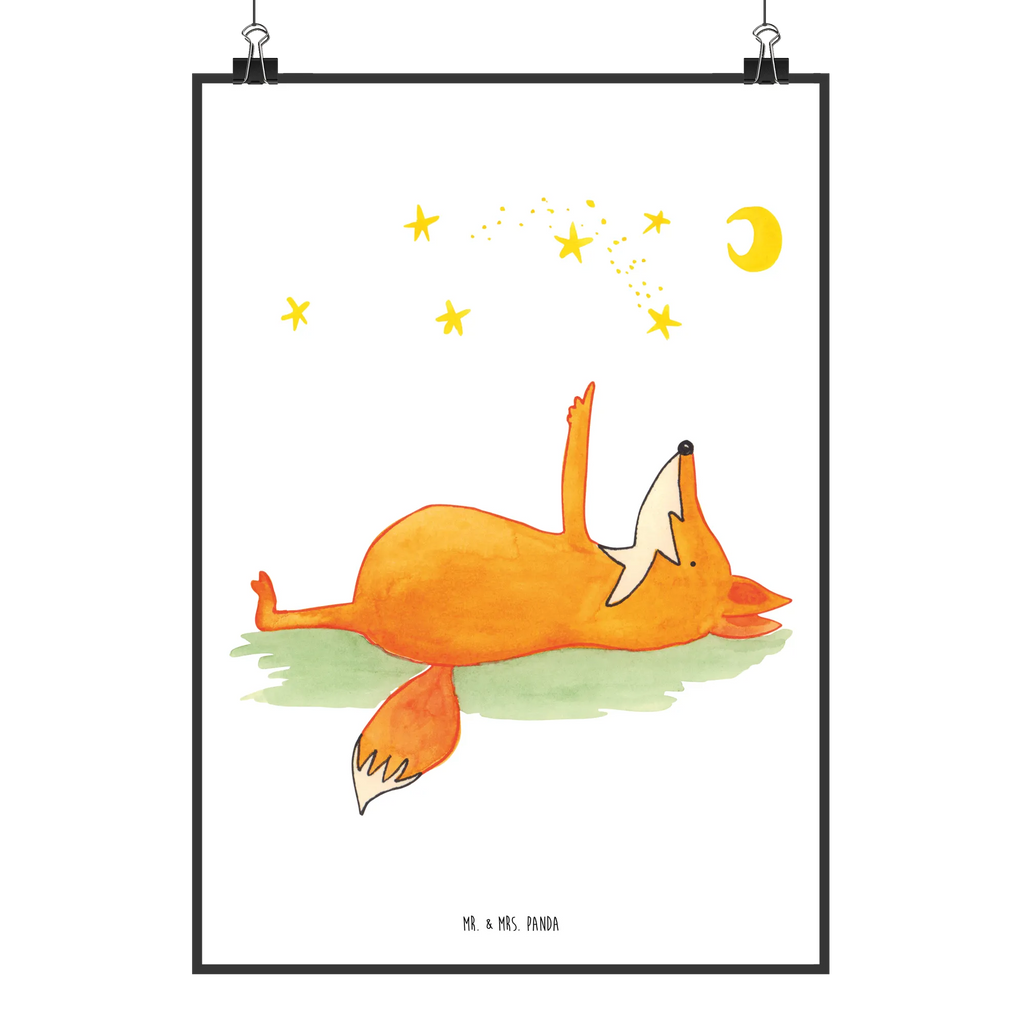 Poster Fox Stars Wanddekoration, Kunstdruck, Wandposter, Bild, Wanddeko, Küchenposter, Wanddeko Bild, Designposter, Raumdekoration, Poster, Posterdruck, Mr. & Mrs. Panda Poster, Kinderposter, Handgemaltes Poster, Fuchs, Romantik, Füchse, Spruch positiv, Always Look on the Bright Side of Life, tröstende Worte, Spruch schön
